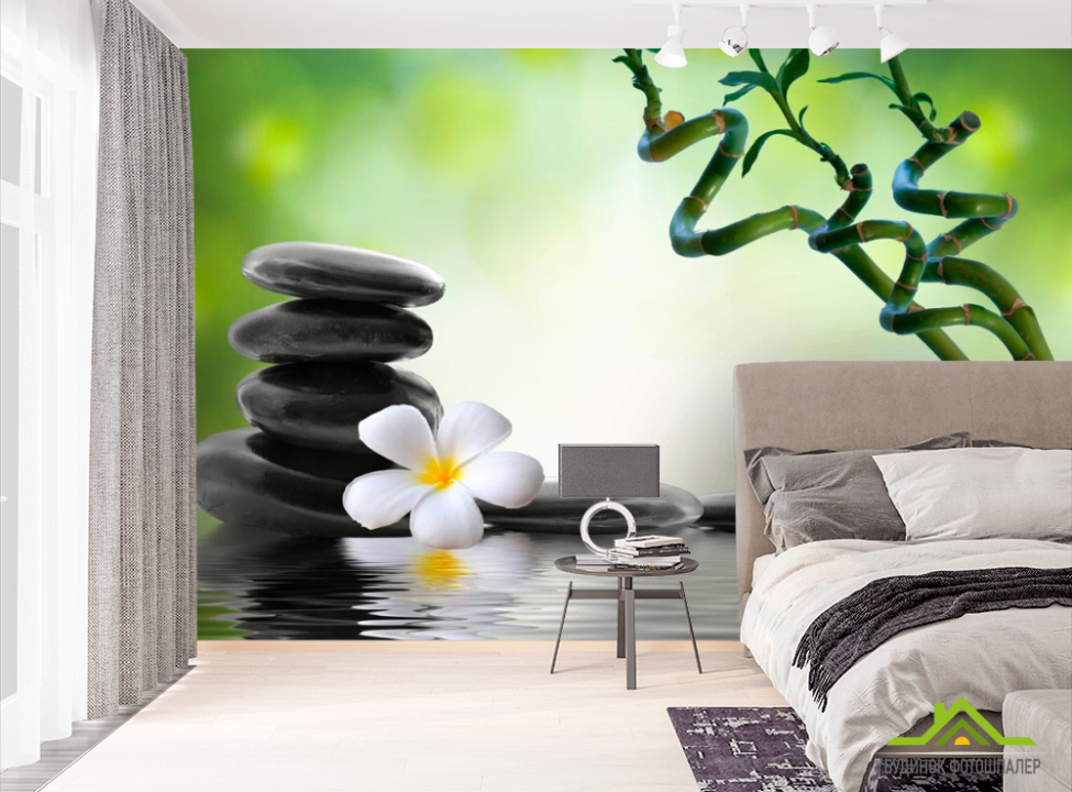 выбрать Фотошпалери Гілочки, камені, квітка Фотошпалери Квіти на стіну
