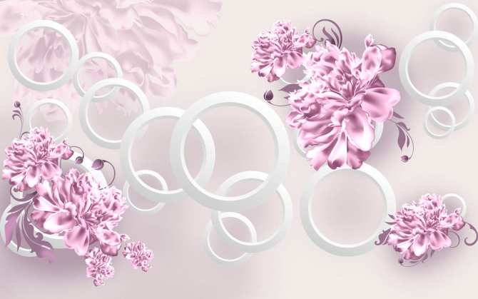 Фотошпалери Фіолетові квіти і кола