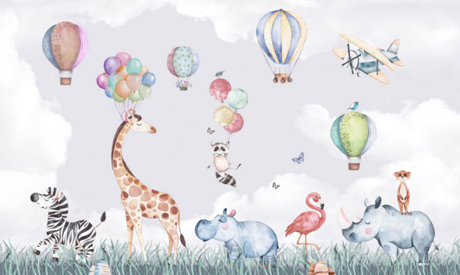 Фотошпалери Тварини на повітряній кулі