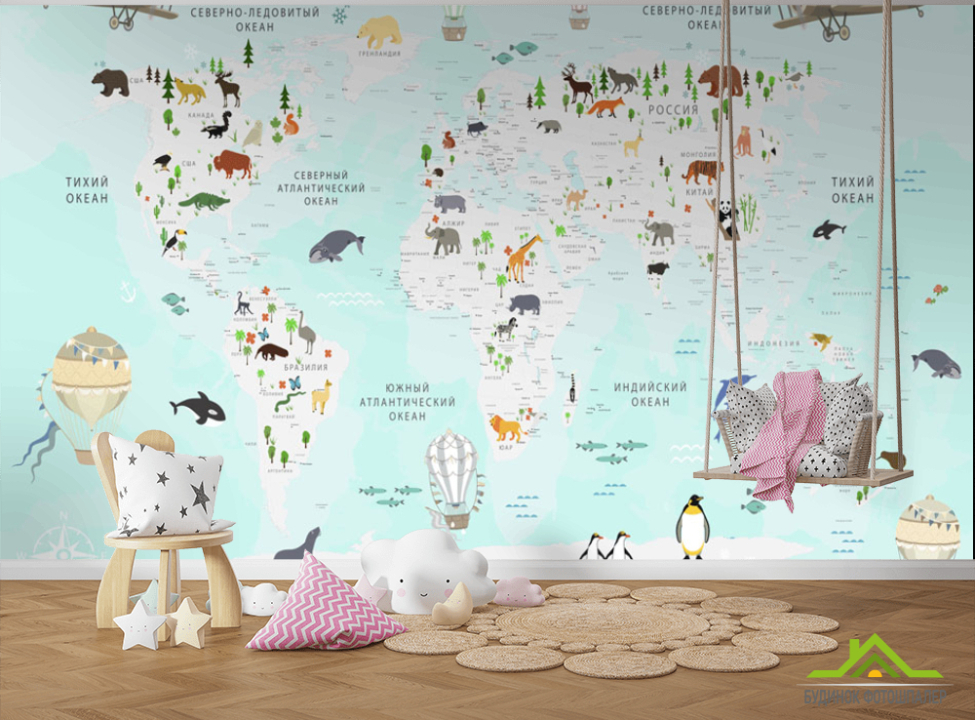 выбрать Фотообои Карта в детскую Фотообои в детскую на стену