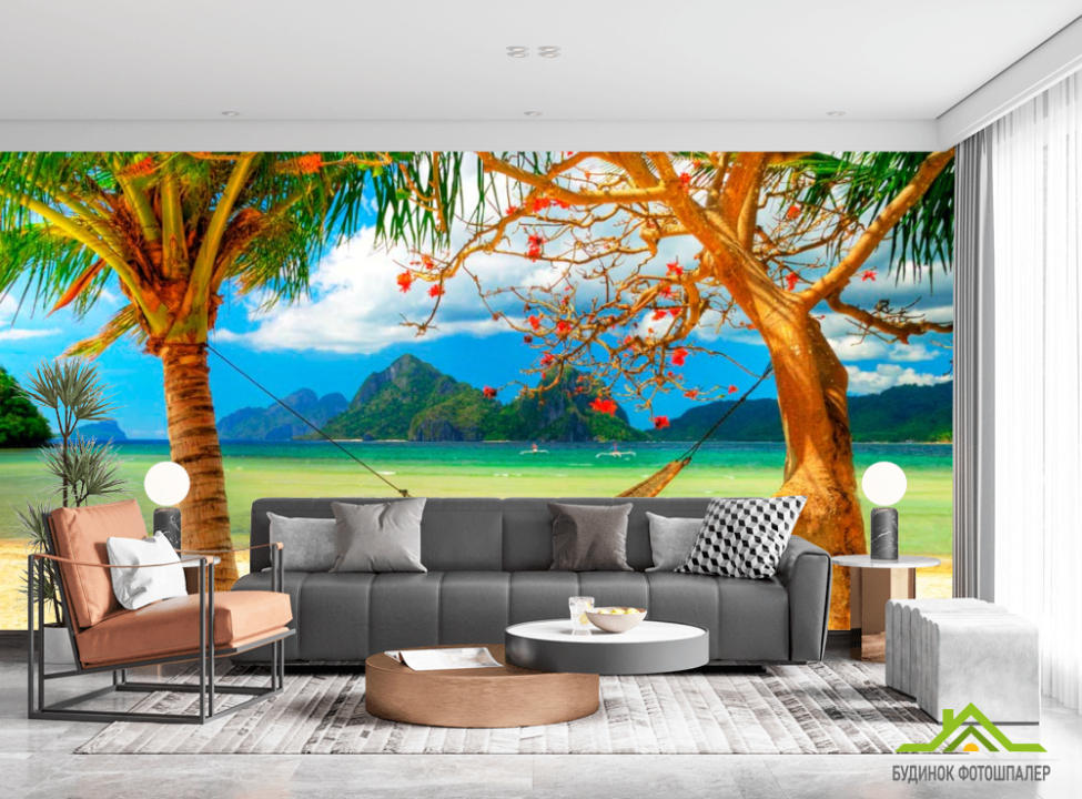 выбрать Фотообои Гамак на пляже Фотообои Пляж на стену