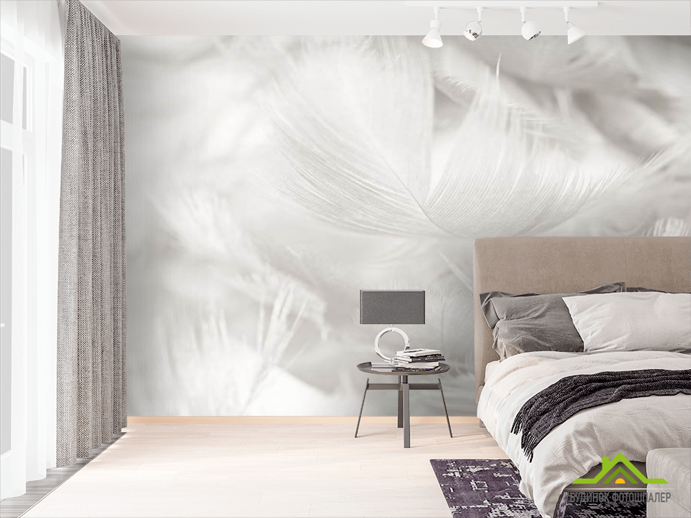 Фотошпалери білі пір'я