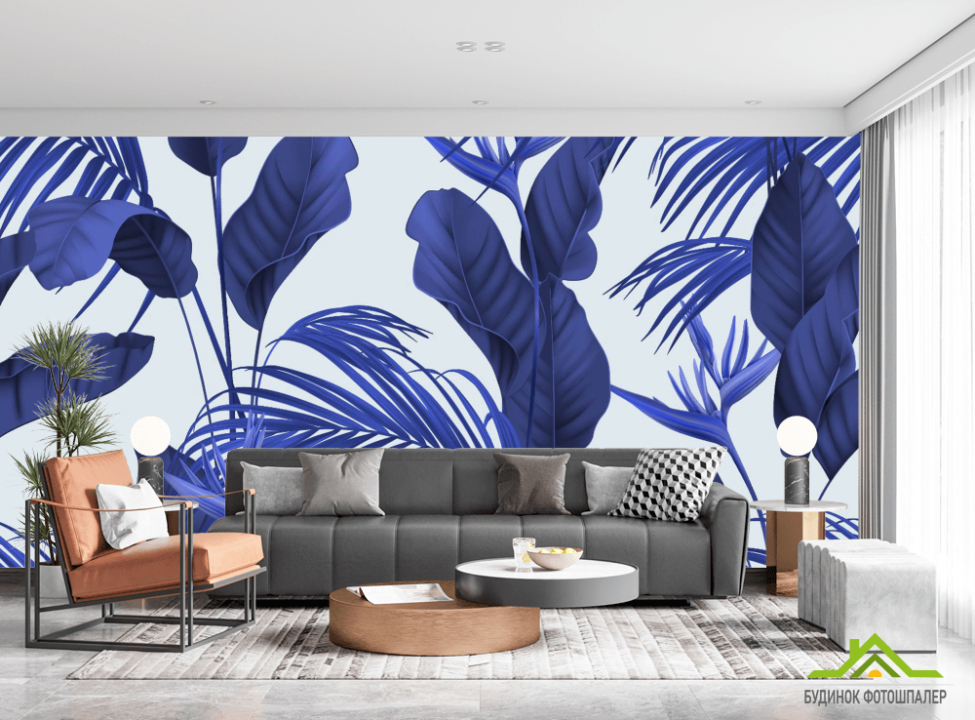 выбрать Фотошпалери сині тропічні листя Фотошпалери тропічні листя на стіну