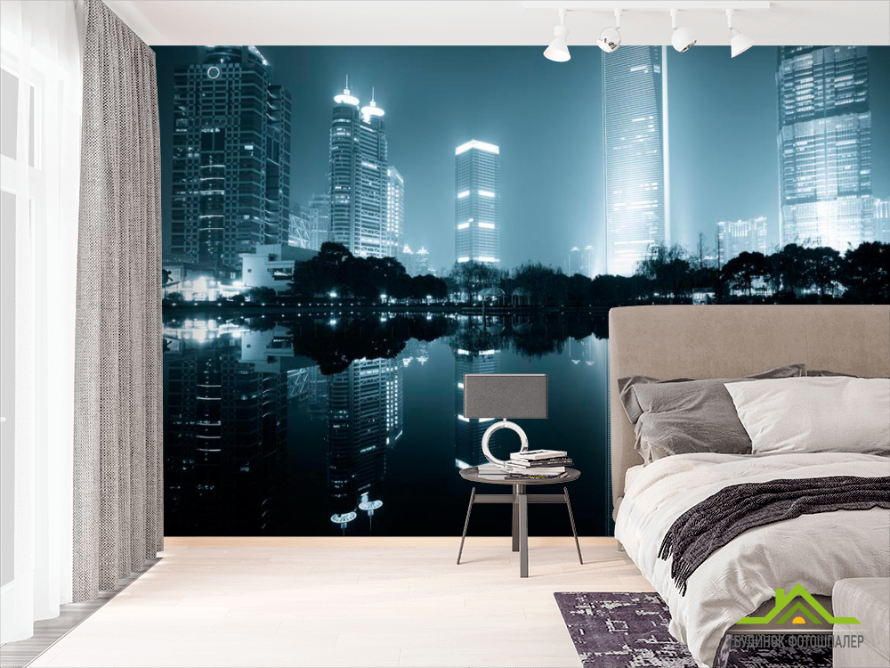 Фотообои Дома, вода, туман