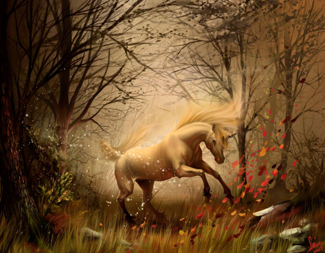 Фотообои Конь в лесу