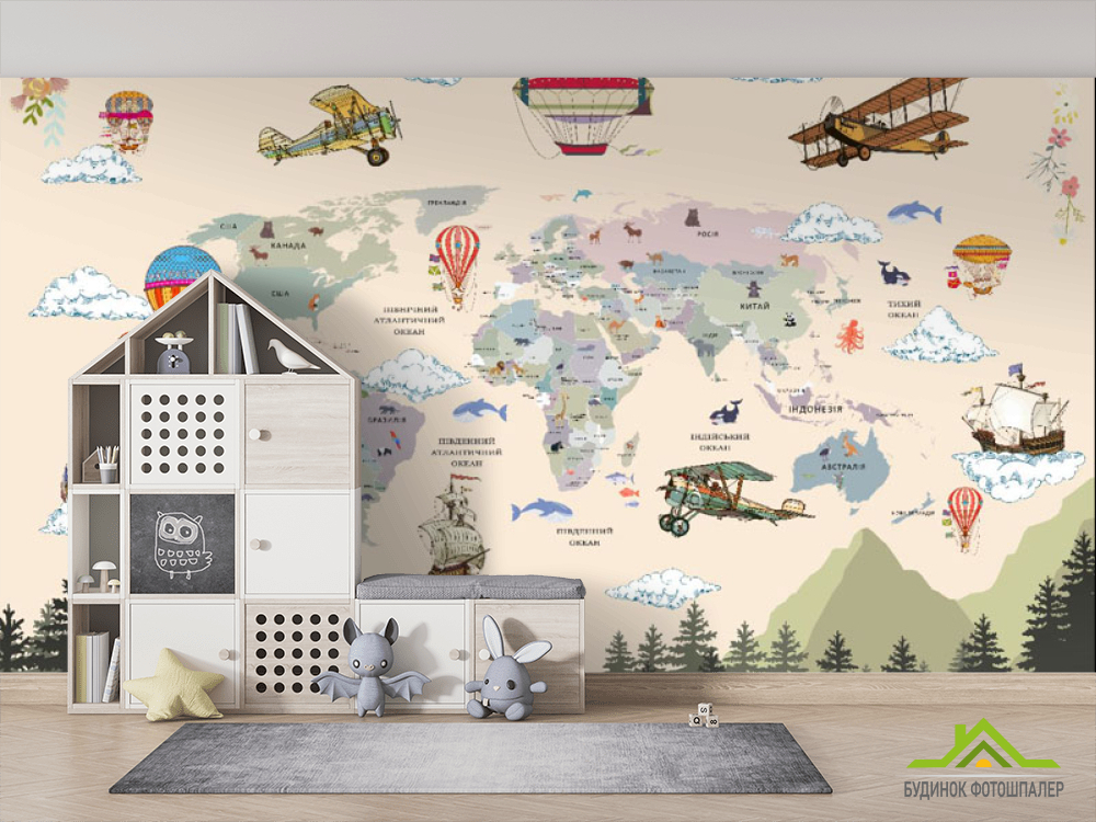 Фотошпалери Дитяча карта з лісом