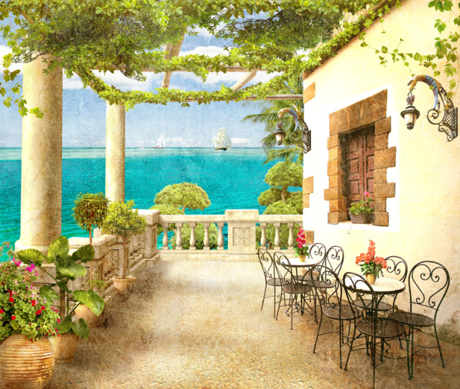 Фотошпалери Фреска мальовничий балкон