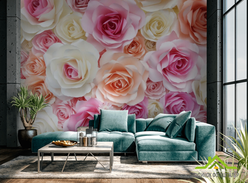 выбрать Фотообои розы нежных цветов Фотообои Розы на стену