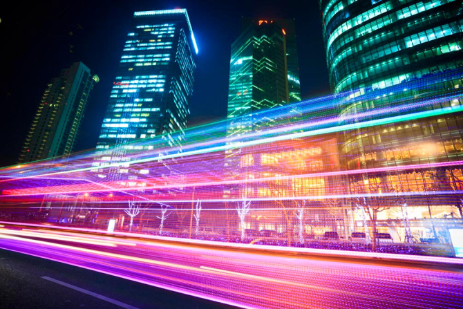 Фотообои Цветомузыка ночного города