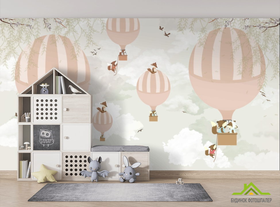 выбрать Фотошпалери повітряні кулі з тваринами Фотошпалери Little kids на стіну