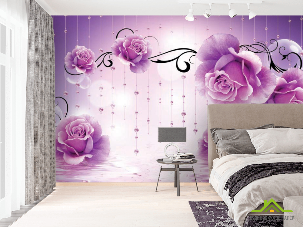 Фотообои Фиолетовые 3d цветы