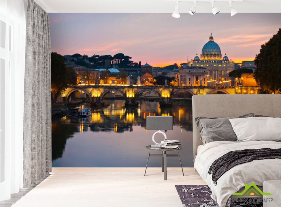 выбрать Фотошпалери гарний міст і місто  на стіну