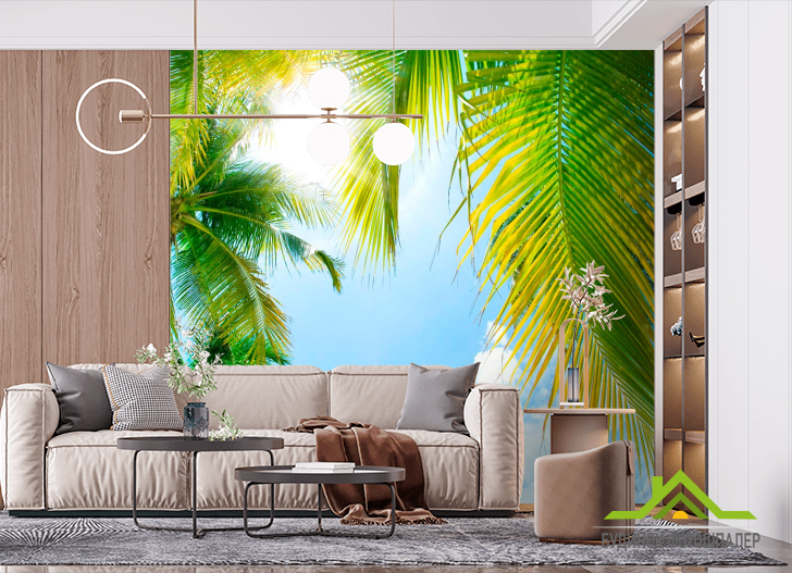 Фотообои Солнце сквозь листья