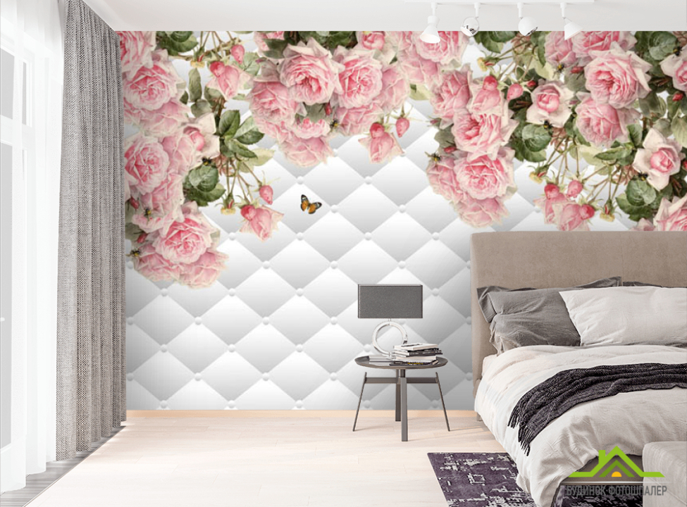 выбрать Фотообои розы и бабочка  на стену
