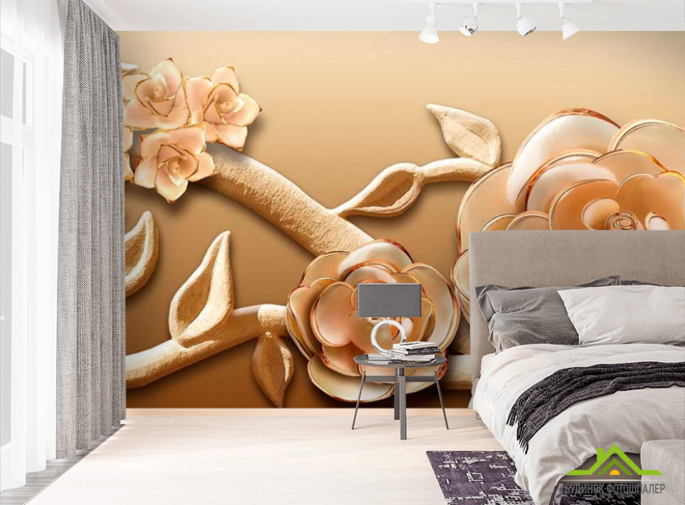 выбрать Фотошпалери Об'ємні 3d квіти Фотошпалери 3Д барельєф на стіну
