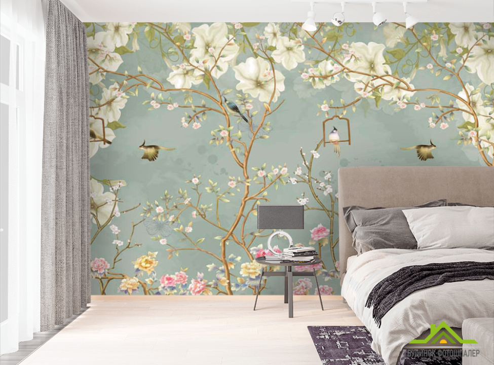 выбрать Фотошпалери птиці і гілки в японському стилі Фотошпалери Східний стиль на стіну