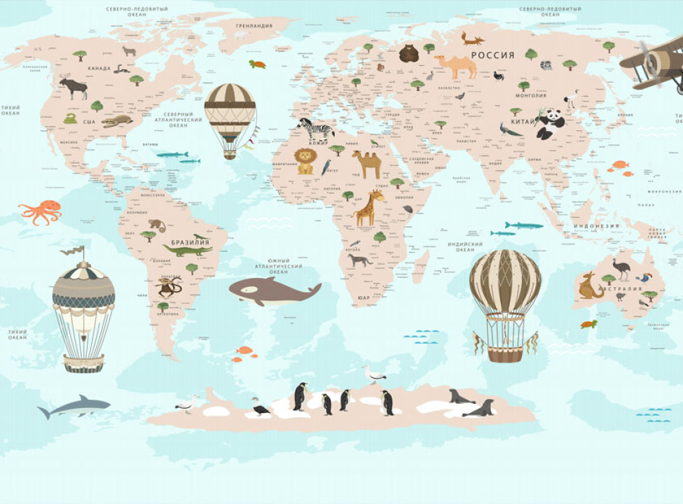 выбрать Фотообои Карта в детскую Фотообои Развивающие карты на стену