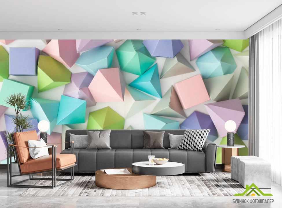 выбрать Фотообои разноцветное бумажное оригами Фотообои Геометрия на стену
