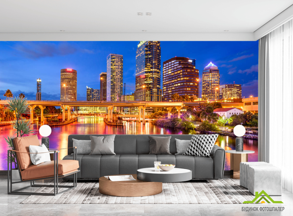 выбрать Фотообои Яркий ночной город Фотообои Город на стену