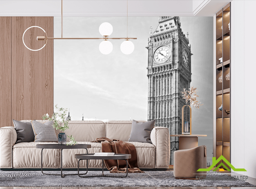 выбрать Фотообои красный автобус возле Биг Бена в Лондоне Фотообои Лондон на стену