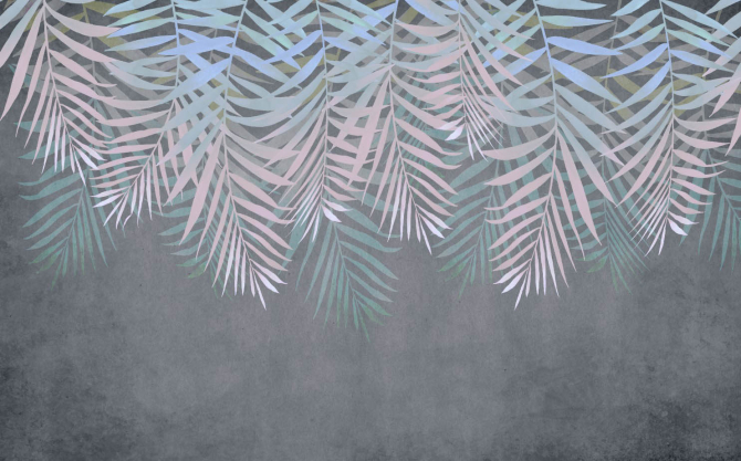 Фотошпалери Листя зі стелі на сірому