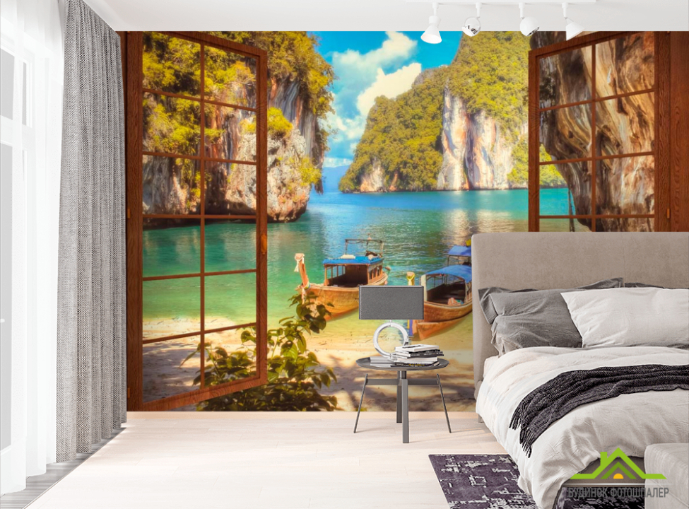 выбрать Фотошпалери Вид на берег Фотошпалери Вид з вікна на стіну