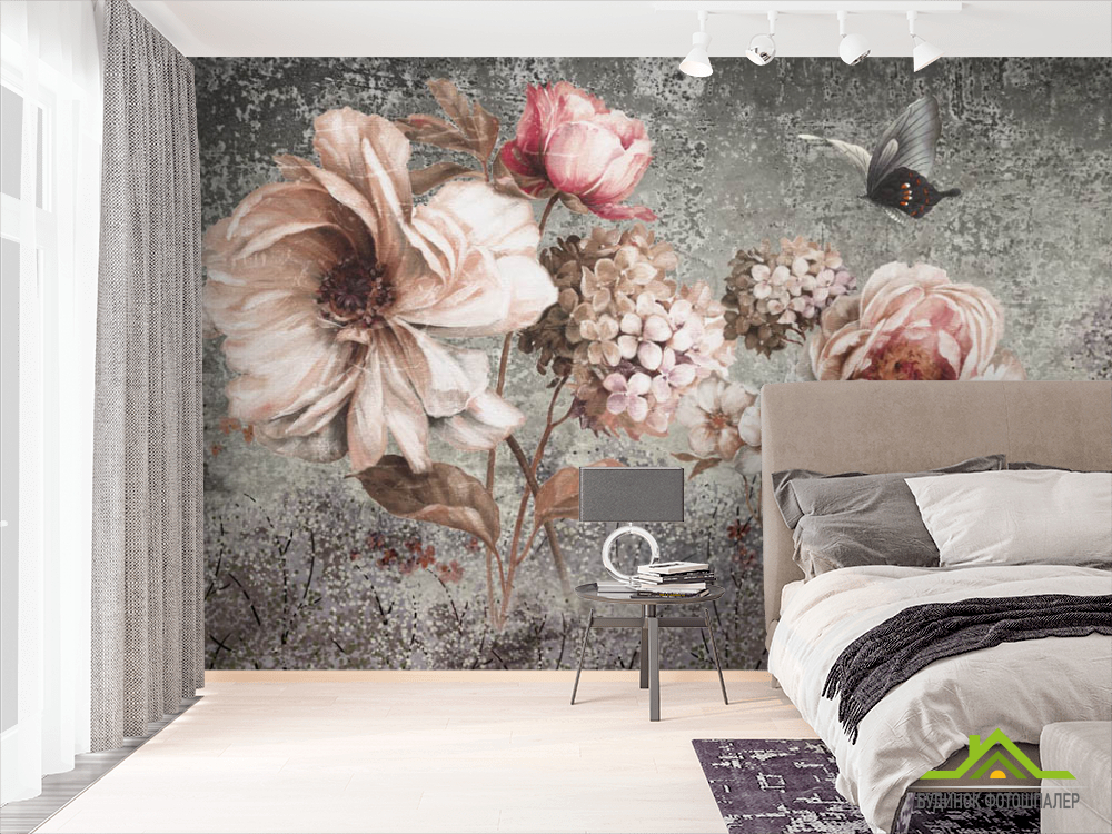 Фотошпалери Вінтажні коричневі квіти
