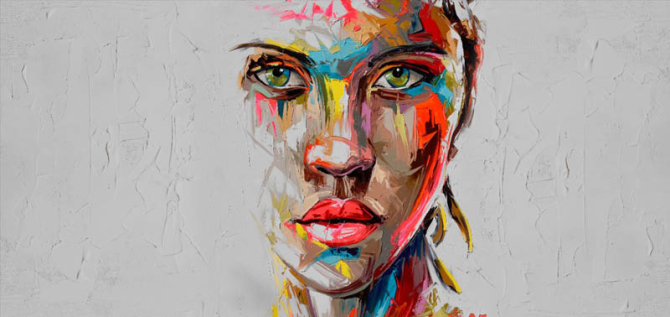 Фотообои Лицо девушки красками