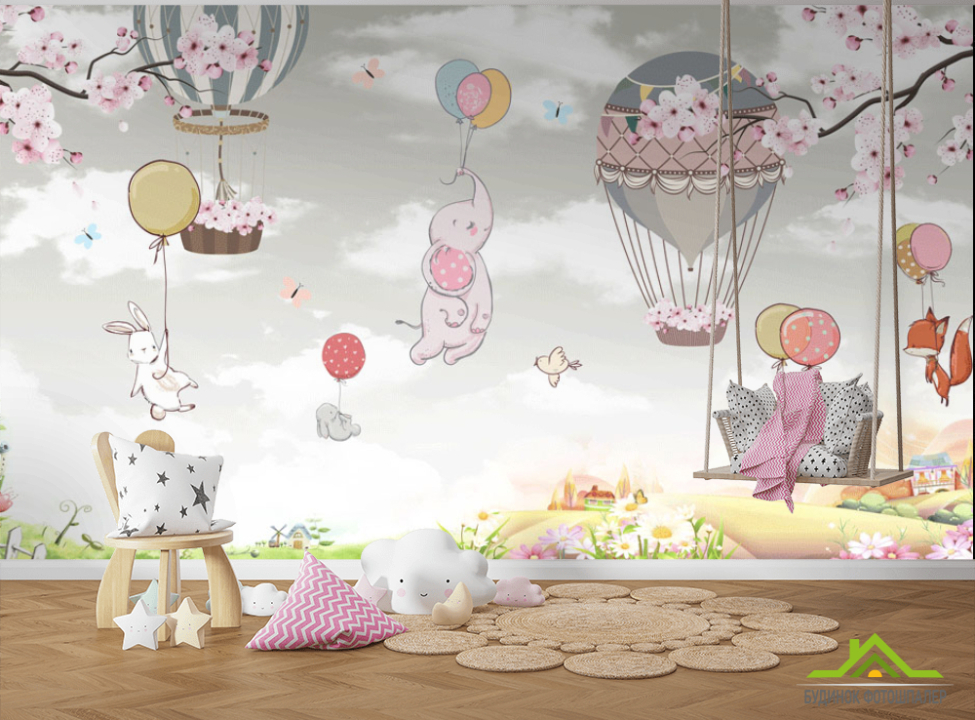 выбрать Фотообои Зверинец на шарах Фотообои Little kids на стену