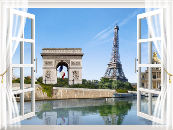 Фотошпалери Вид з вікна на Эйфилеву вежу