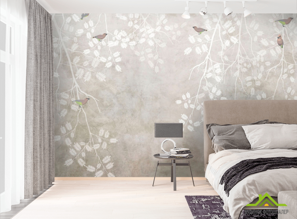 выбрать Фотошпалери Гілки з птахами Ексклюзивні фотошпалери на стіну