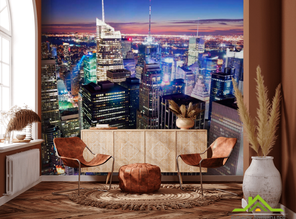 выбрать Фотообои Дома, ночь, огоньки Чикаго Фотообои Современный город на стену