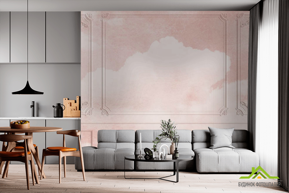 Фотошпалери 3Д стіна з рожевим небом