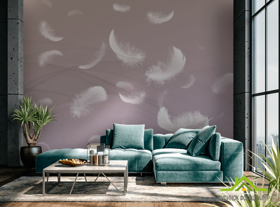 выбрать Фотошпалери Пір'я на рожевому тлі Фотошпалери пір'я на стіну