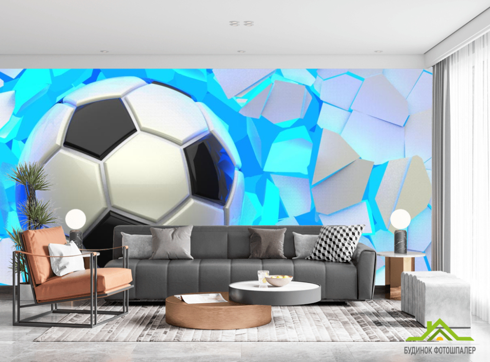 выбрать Фотошпалери м'яч руйнує стіну Фотошпалери Спорт на стіну