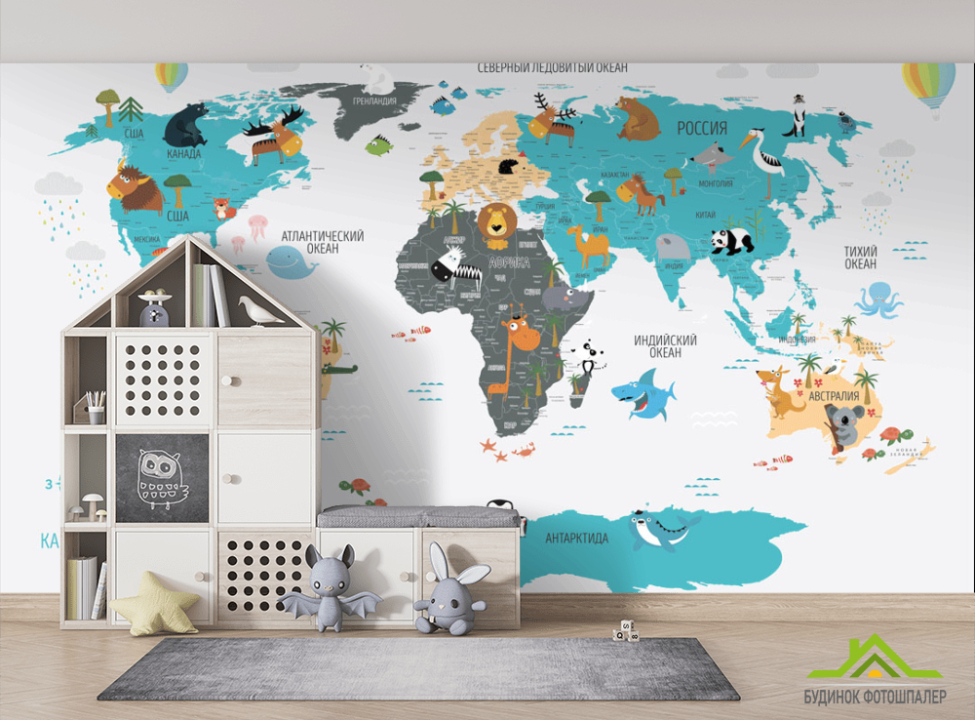 выбрать Шпалери в дитячу Карта Фотошпалери Розвиваючі карти на стіну