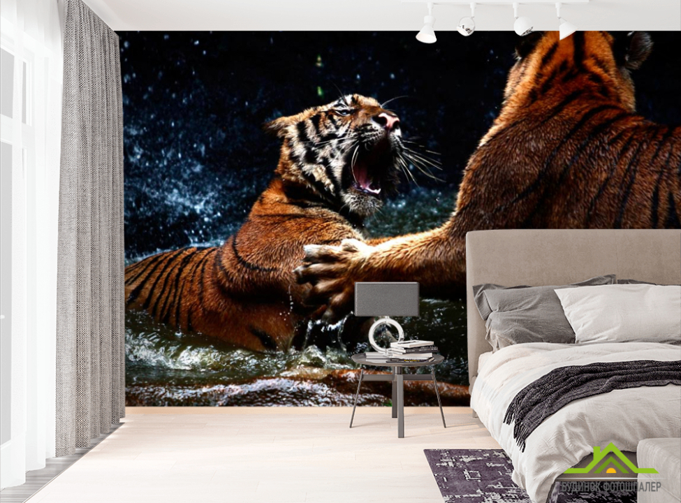 выбрать Фотошпалери Бійка тигрів Фотошпалери Тигри на стіну