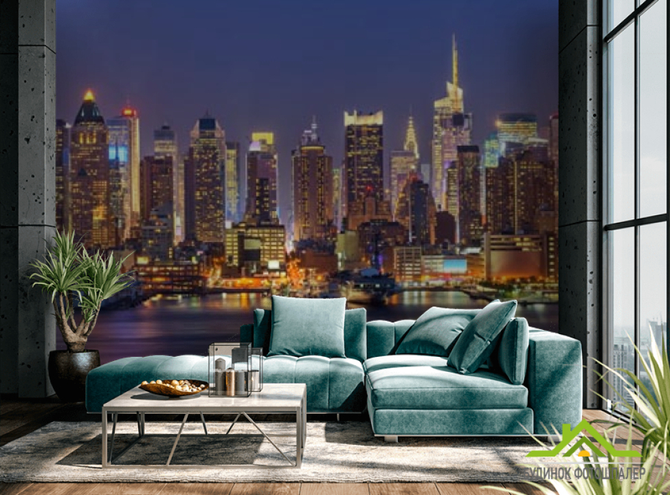 выбрать Фотошпалери фіолетовий вечірнє місто Фотошпалери Місто на стіну