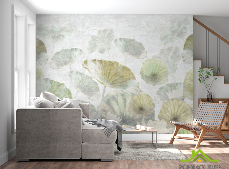 выбрать Фотообои Листья лотоса туманные Фотообои тропические листья на стену