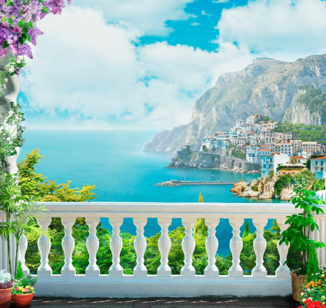 Фотообои Балкнок, горы, море, город