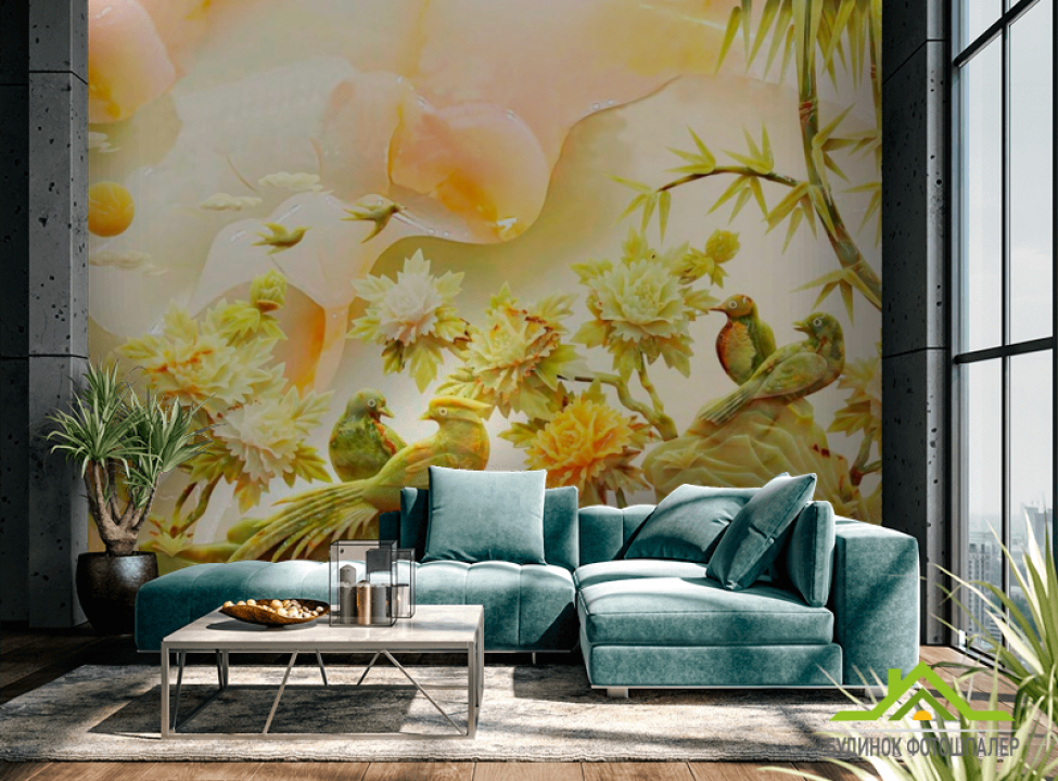 выбрать Фотошпалери Барельєфні птиці Фотообої по стилю на стіну