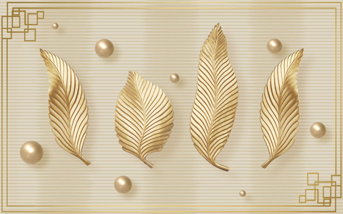 Фотошпалери Золоті листя 3д