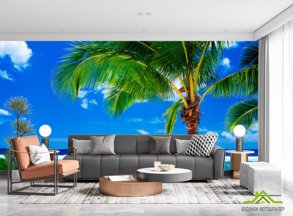 выбрать Фотообои Раскидистая пальма Фотообои Пляж на стену