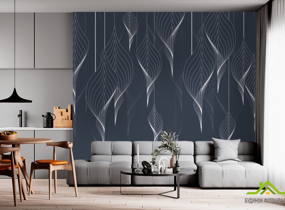 выбрать Фотообои листья в стиле line art Фотообои простые линии на стену