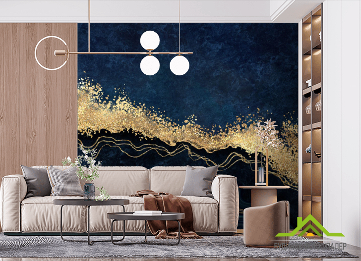 Фотошпалери Темний Fluid art в синіх відтінках