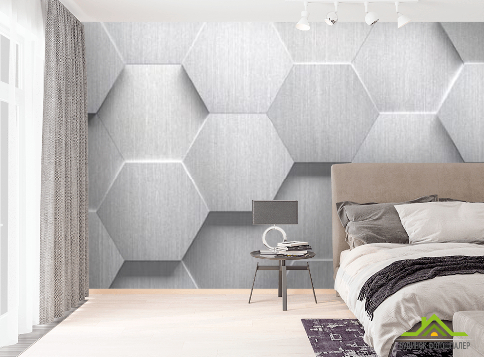 выбрать Фотообои серые выпуклые шестиугольники Фотообои Геометрия на стену
