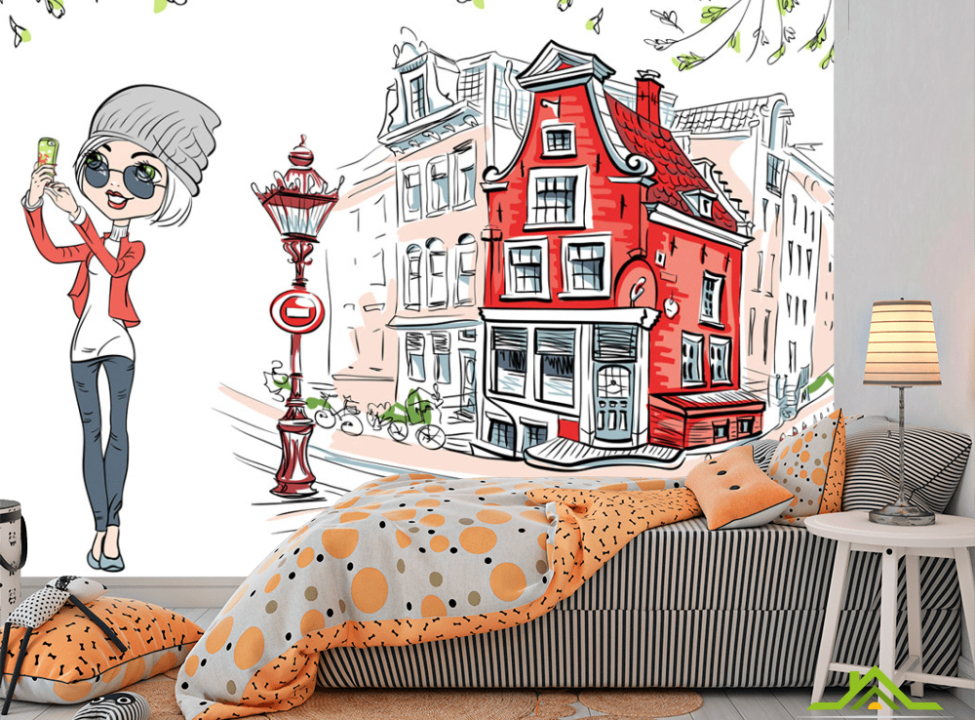 выбрать Фотошпалери Векторна дівчинка Фотообої для підлітка на стіну