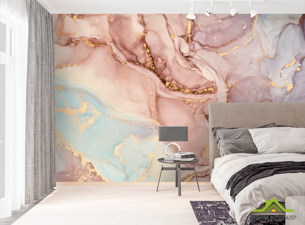 выбрать Фотошпалери Пудровий флюїд з золотом Фотошпалери Fluid art на стіну