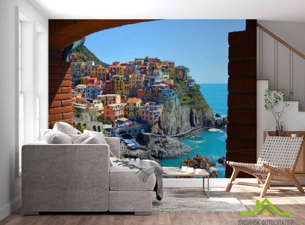 выбрать Фотошпалери різнокольорові будиночки над морем Фотошпалери Природа на стіну