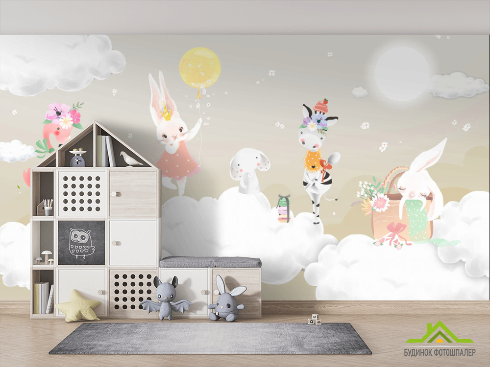 Фотообои Звери на воздушных шариках